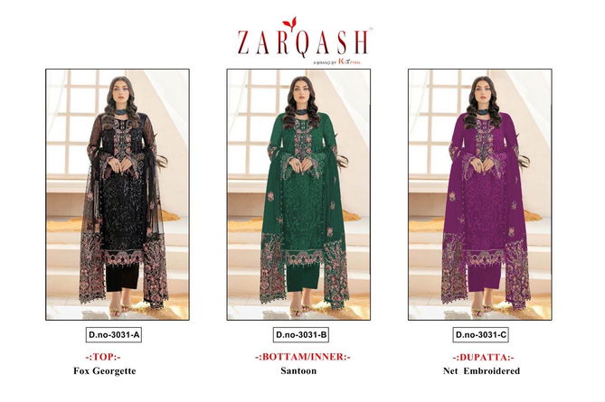 Z 3031 By Zarqash Heavy Georgette Pakistani Suits Wholesale Clothing Suppliers In India